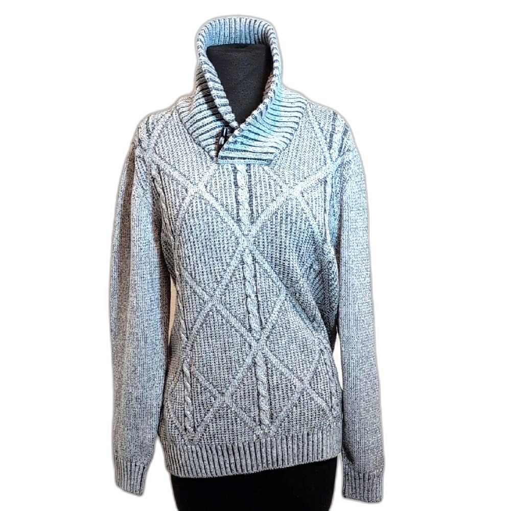 Cozy Gray Method Turtleneck Cable Knit Sweater Size L